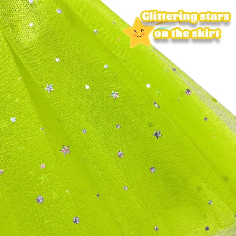 WINROLA Little Girls Stars Sequins Tutu Skirt Princess Ballet Dance Dress for 0-6 Y Sparkle Elastic 3 Layered Tulle Tutu Skirt - Image 2